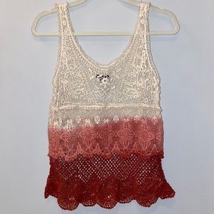 American Eagle Women’s Mauve Ombré Crochet TankTop